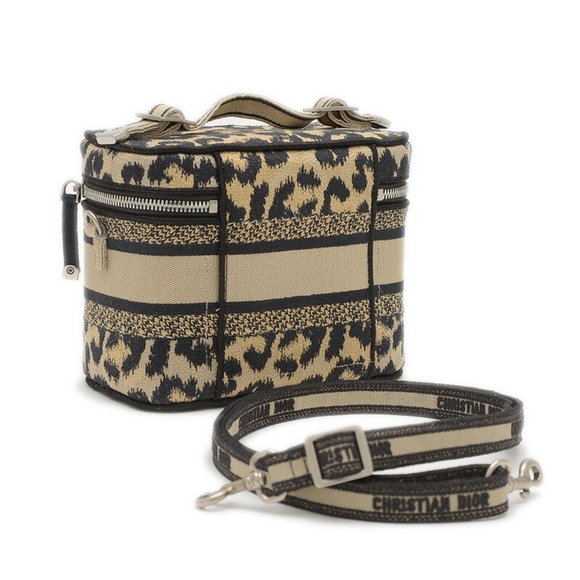 Christian Dior Dior Vanity Small Bag Animal Print Canvas Beige Black - Picture 2 of 7